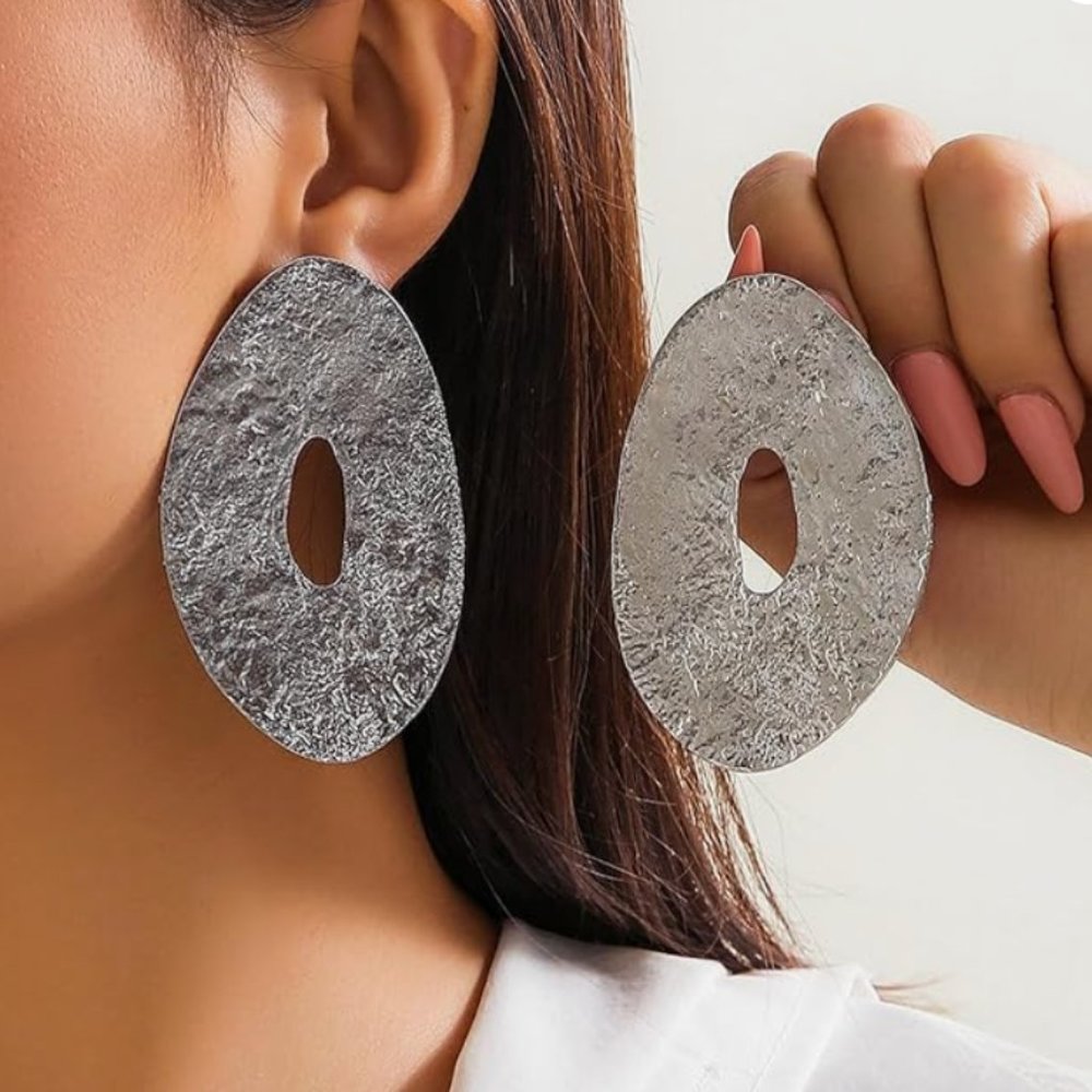 Silver Hoop Statement Earrings